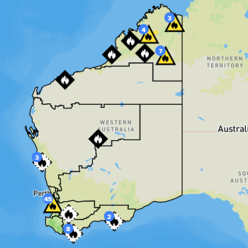 A map of Western Australia showing hazards across the state.