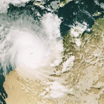 A satellite image of a cyclone over Western Australia.