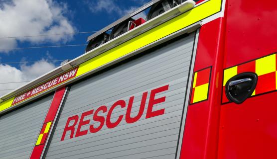 The side of a Fire and Rescue NSW truck.