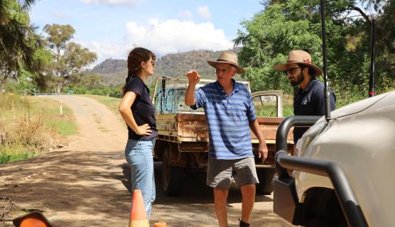 An image of Rowan Smith, RFCS Nasir Khan and RSO Laura Sheed visiting Baerami Creek.