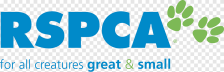 RSPCA logo with text "for all creatures great and small" and pawprints.