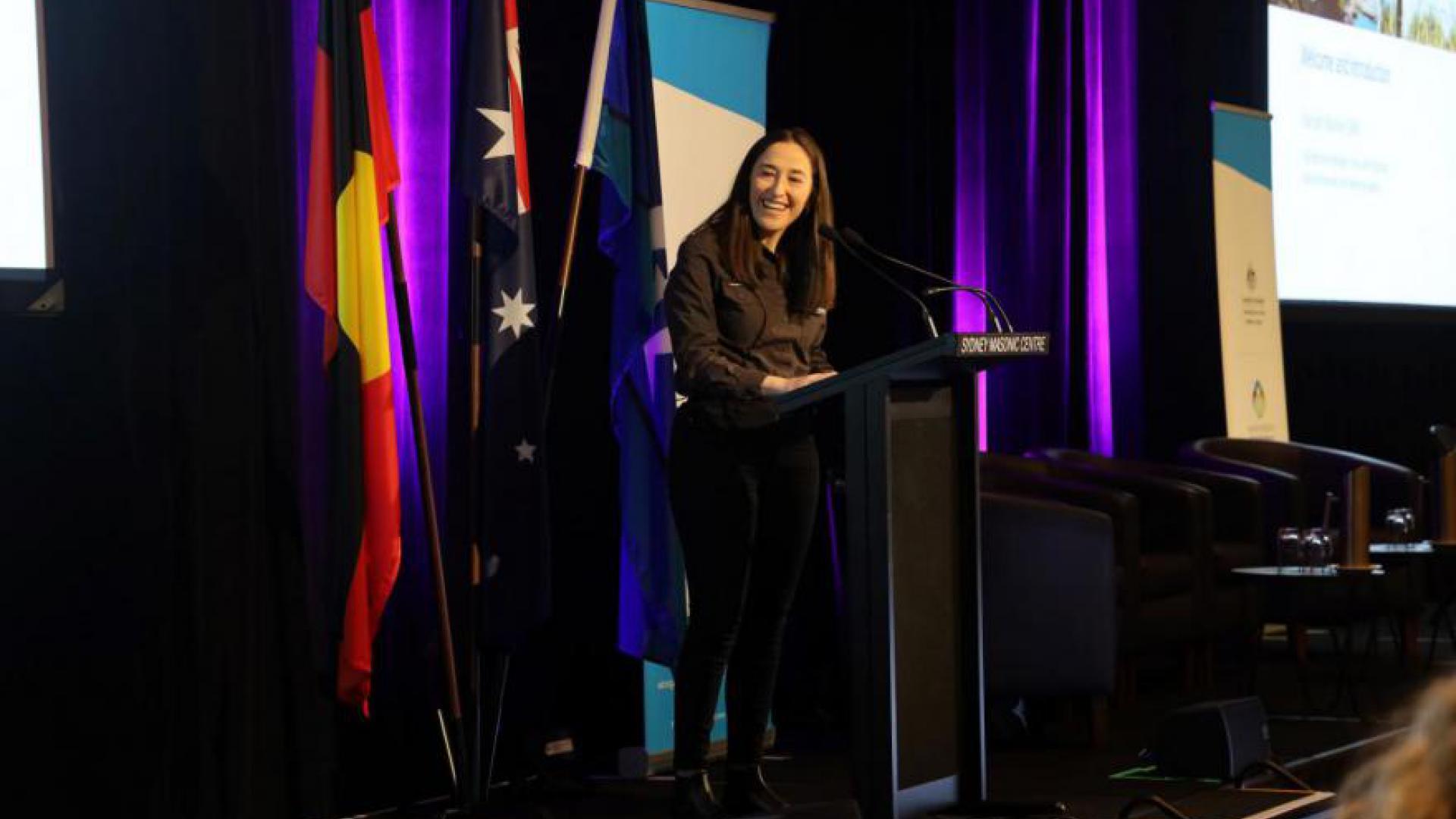 Hannah Wandel OAM, Acting Executive Manager Policy and Programs, National Emergency Management Agency, speaks at the July 2022 From Risk to Resilience Summit held in Sydney in partnership with the Australian Institute of Disaster Resilience. 